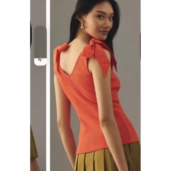 Maeve Anthropologie Womens Tank Top Medium Orange Rafaela Rib Bow Tank Top READ - Picture 10 of 11